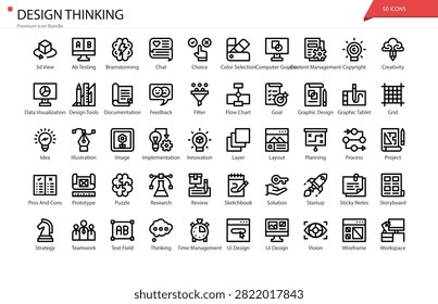 Design Thinking Innovation Human Centred Process Creative Icon Set