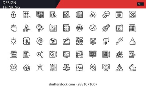 Design Thinking Innovation Human Centred Process Creative Icon Set