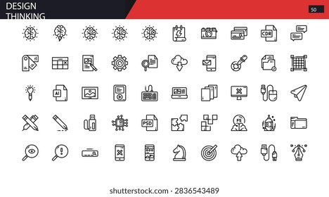 Design Thinking Innovation Human Centred Process Creative Icon Set