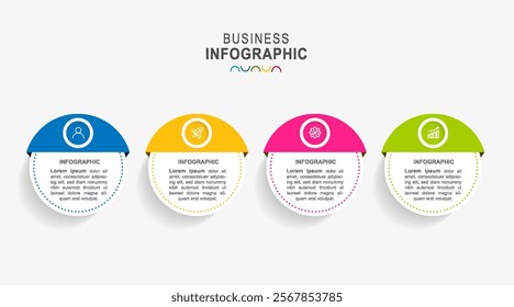 Design Thinking Process Infographic template icons 4 steps