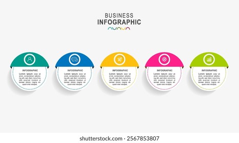Design Thinking Process Infographic template icons 5 steps