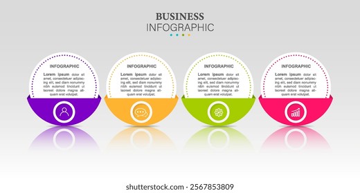 Design Thinking Process Infographic template icons 4 steps