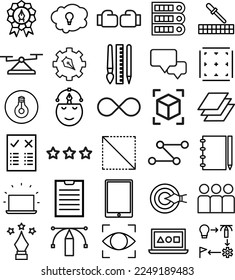 Pensamiento de diseño , Símbolos de línea delgada , Símbolos perfectos de píxeles, Símbolos perfectos de píxeles, Vector de alta calidad, lineal rígido