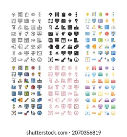 Design Thinking vector icon set with 6 style in 1 frame