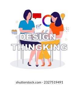 Design thinking workspace ideation creative teamwork professional job coloring beautiful girl creating editing artist