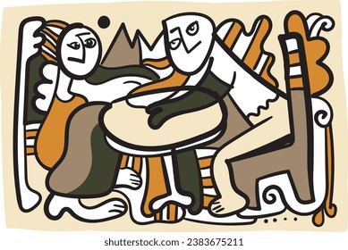 The design of this artwork plays with abstract shapes and captivating textures, resulting in a visually stunning composition.vector illustrations