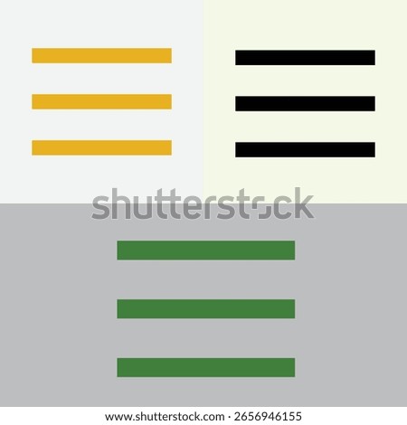 Design of three line icon symbolizing alignments, menus, notepad, notepapers, papers, texts, blocks, or lists