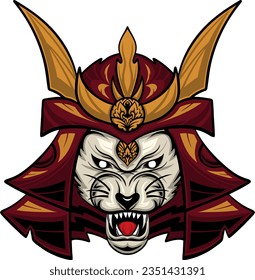 Design Tiger Face Samurai Illustration