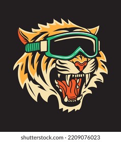 Design tiger style wearing glasses