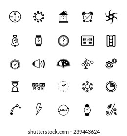 Design time and direction line icons on white background, stock vector