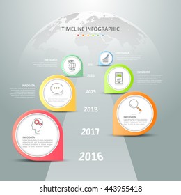 Design timeline infographic template. Business concept 6 options can be used for workflow layout, diagram, number options, timeline or milestones project.