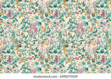 design in tiny, adorable natural flowers. exquisite bouquets. Millefleurs à la liberty. Beautiful floral background for scrapbooking, textiles, wallpaper, pattern fills, covers, surfaces, prints, 