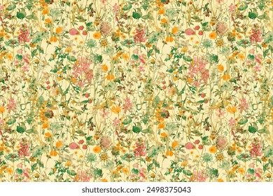design in tiny, adorable natural flowers. exquisite bouquets. Millefleurs à la liberty. Beautiful floral background for scrapbooking, textiles, wallpaper, pattern fills, covers, surfaces, prints, 