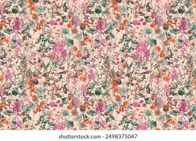 design in tiny, adorable natural flowers. exquisite bouquets. Millefleurs à la liberty. Beautiful floral background for scrapbooking, textiles, wallpaper, pattern fills, covers, surfaces, prints, 