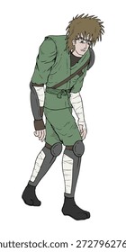 Design de guerreiro cansado andando
