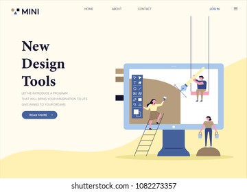 design tool application concept web page template. flat design style vector illustration set design tool application concept web page template. flat design style vector illustration set