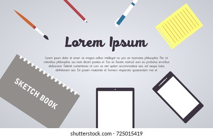 Design Tool and Device Concept Banner For Web Banner, Landing Page, Web Design, Front End Development in modern style