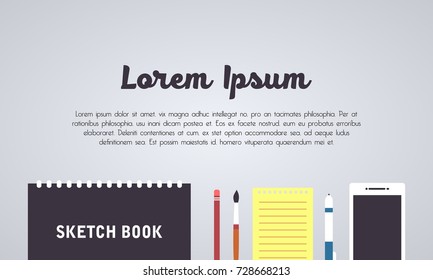 Design Tool and Device Concept Banner For Web Banner, Landing Page, Web Design, Front End Development in modern style, Background, Wallpaper