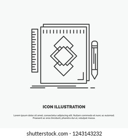 design, Tool, identity, draw, development Icon. Line vector gray symbol for UI and UX, website or mobile application