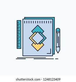 design, Tool, identity, draw, development Flat Icon. green and Yellow sign and symbols for website and Mobile appliation. vector illustration