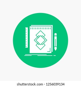 design, Tool, identity, draw, development White Glyph Icon in Circle. Vector Button illustration