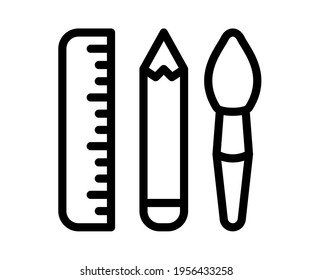 design tool pen brush single isolated icon with outline style