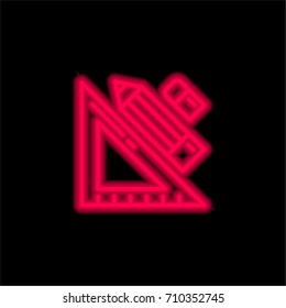 Design tool red glowing neon ui ux icon. Glowing sign logo vector