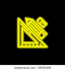 Design tool yellow glowing neon ui ux icon. Glowing sign logo vector