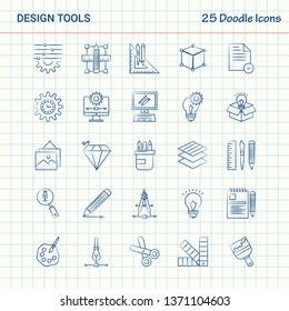 Design Tools 25 Doodle Icons. Hand Drawn Business Icon Set