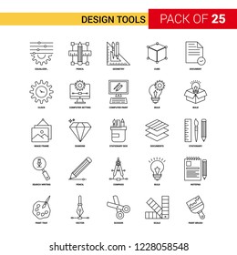 Design Tools Black Line Icon - 25 Business Outline Icon Set