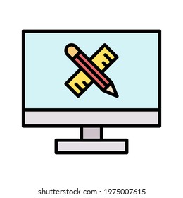 Design tools, computer, education, graphic design icon vector image. Can also be used for online education. Suitable for use on web apps, mobile apps and print media.