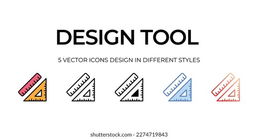 design tools Icon Design in Five style with Editable Stroke. Line, Solid, Flat Line, Duo Tone Color, and Color Gradient Line. Suitable for Web Page, Mobile App, UI, UX and GUI design.