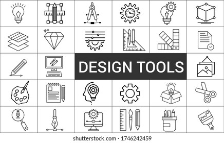 Design tools icon set. Can be used for web and mobile apps.