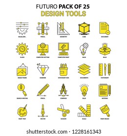 Design Tools Icon Set. Yellow Futuro Latest Design icon Pack