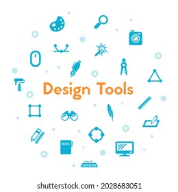 Design tools icons set on white background. Agriculture Tools and Organic Food vector pictograms.
