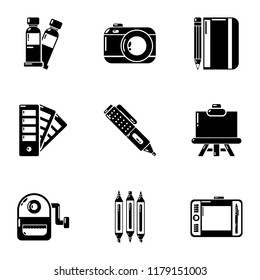 Design tools icons set. Simple set of 9 design tools vector icons for web isolated on white background