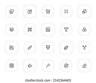 Design tools line icons set. Editable Stroke. 24x24 Pixel Perfect.