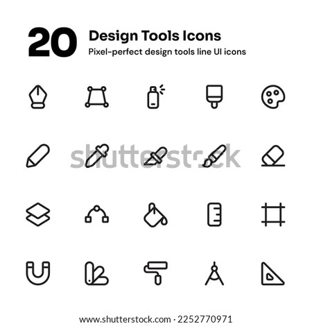 Design tools pixel-perfect icons suitable for website and mobile apps ui