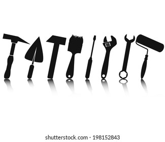 design tools for repair, the silhouette of the vector