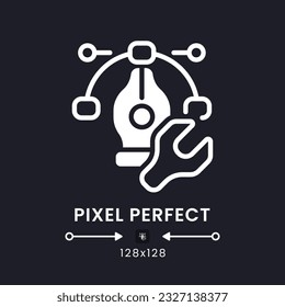 Design tools white solid desktop icon. Graphics software. Online marketing. Creative tasks. Pixel perfect 128x128, outline 4px. Silhouette symbol for dark mode. Glyph pictogram. Vector isolated image