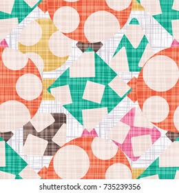 The design of the tracery with geometric shapes vector illustration. Seamless pattern background with rhombus, square, triangle and circle.