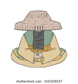 design of traditional asian man draw