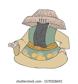 design of traditional asian man draw