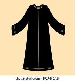 Design of traditional islamic muslim dress for woman, black fashion beautiful abaya from UAE or Saudi Arabia. Luxury icon for abaya store in arabic style