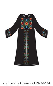 Design Of Traditional Islamic Muslim Dress For Woman, Black Fashion Beautiful Abaya From UAE Or Saudi Arabia. Luxury Icon Abaya