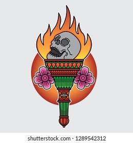 design traditional torch tattoo flash, vector EPS 10