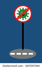 design traffic signs with the theme or concept of prohibiting viruses