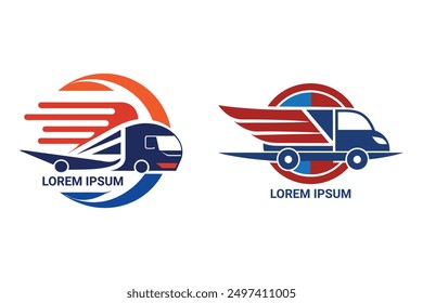 Design a transport company logo that captures reliability and speed. Use dynamic lines and modern colors to convey efficient, seamless, and innovative global logistics solutions.