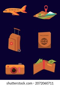 design travel theme set bundle with dark background