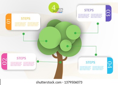 Design Tree Business Template 4 Steps Infographic Chart Element With Place Date For Presentations,Vector EPS10.